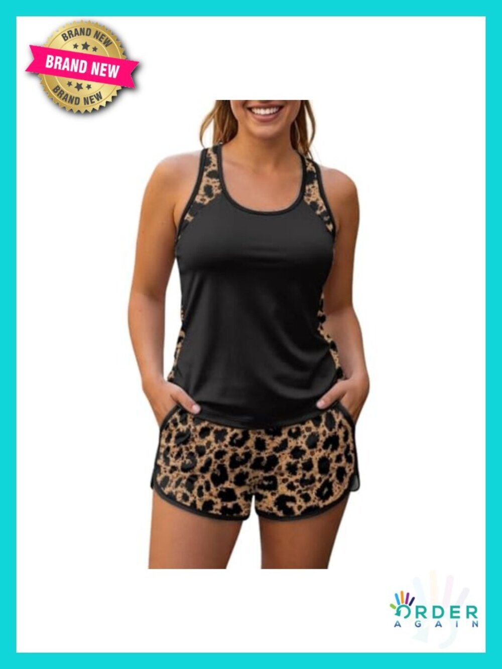 Slimming Tankini Set with Drawstring Swim Shorts